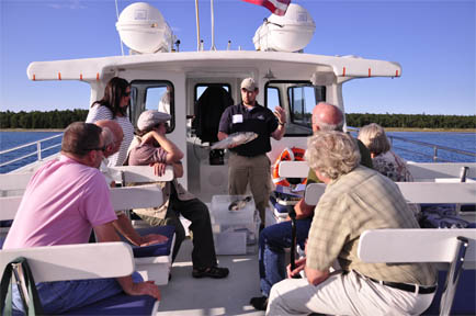 Teachers briefing on board the Lady Michigan vessel.