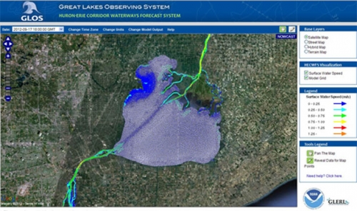 Huron Erie Cooridor waterways forecast system image.