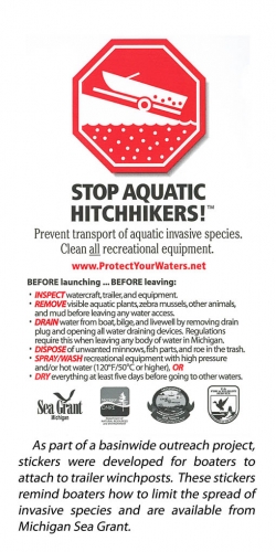 Stop Aquatic Hitchhikers winchpost sticker
