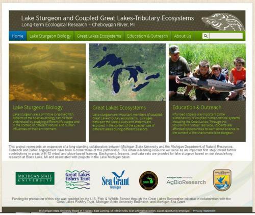 Screen image of the Great Lakes Sturgeon Education website.