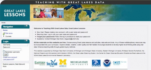 Screen shot from Teaching with Great Lakes Data website.